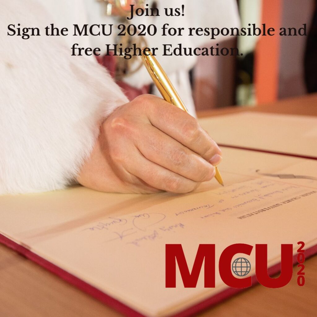 Signature of the Magna Carta Universitatum – MCU 2020